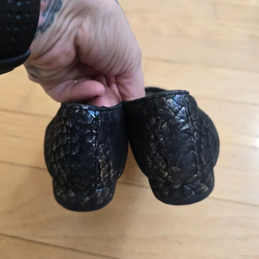 VANELi | whimsygoth metallic black square toe ballet flats | KIDS 4.5